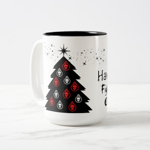 Skull Christmas Tree Two_Tone Coffee Mug