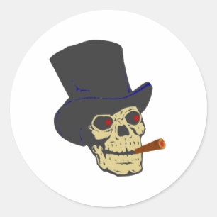 skull cigar classic round sticker