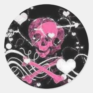 skull classic round sticker