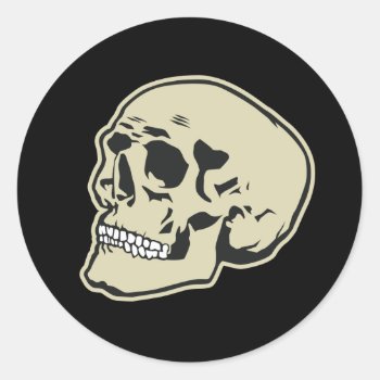 Skull Classic Round Sticker by jamierushad at Zazzle