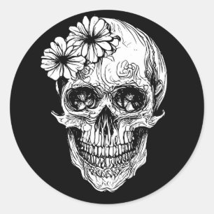 skull classic round sticker