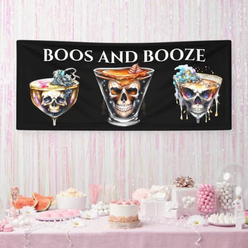 Skull cocktails horror happy hour Halloween party Banner
