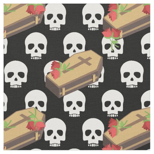 skull coffin emojis fabric