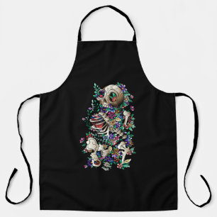 skull colorful decoration floral apron