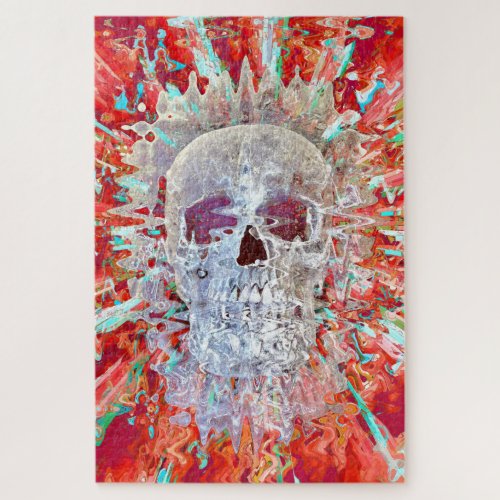 Skull Colorful Pop Art Psychedelic Surreal Artwork Jigsaw Puzzle