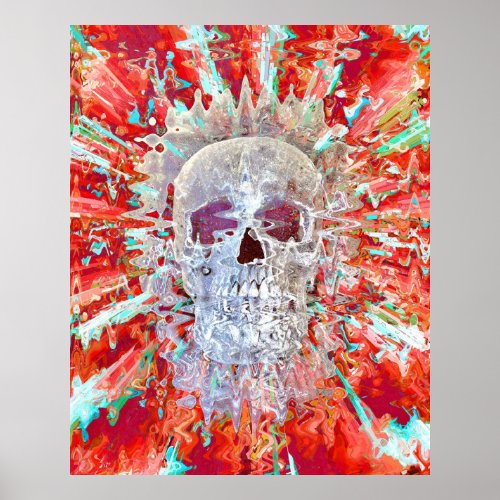 Skull Colorful Pop Art Psychedelic Surreal Artwork Poster