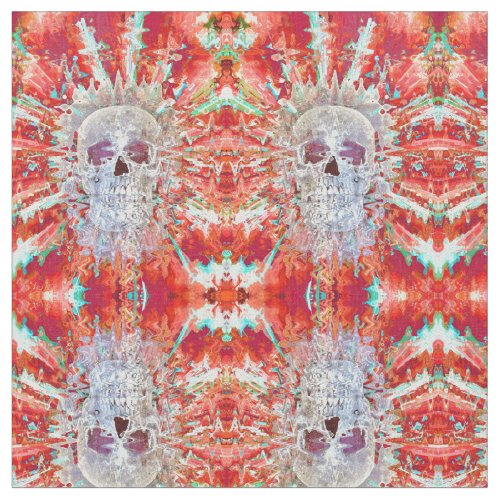 Skull Colorful Pop Art Surreal Psychedelic Artwork Fabric