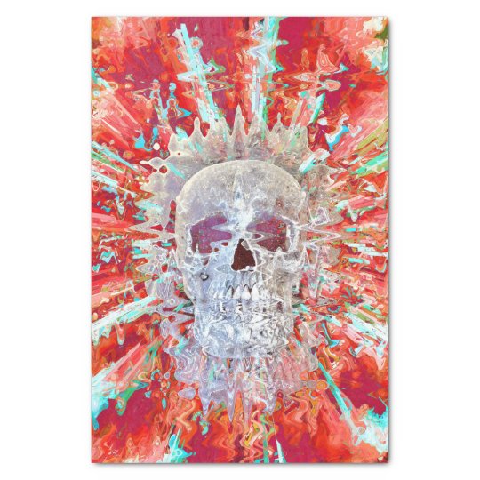 Skull Colorful Pop Art Surreal Psychedelic Artwork Tissue Paper 