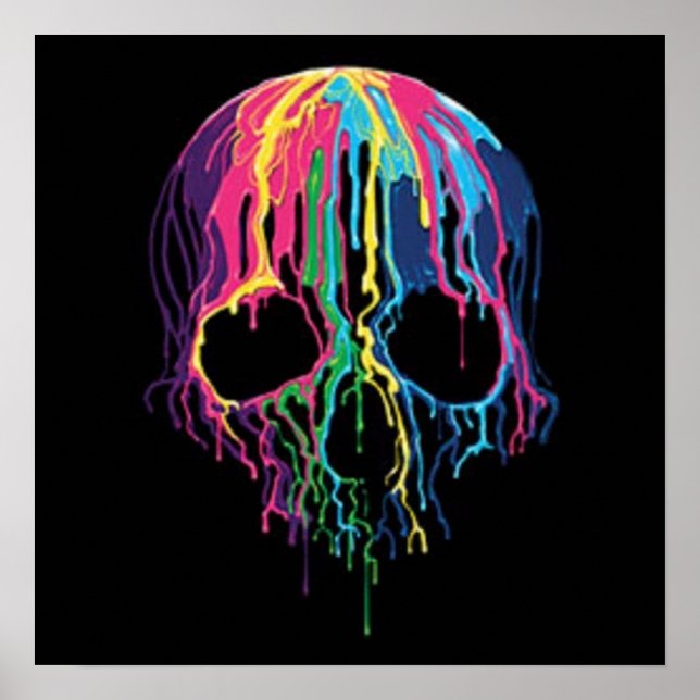 Skull colors black light  poster (Front)