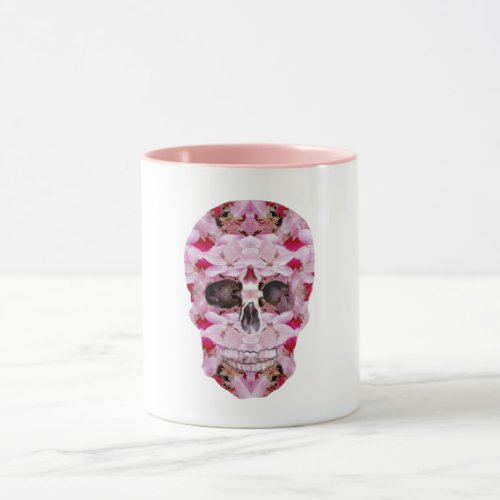 Skull Combo Mug Pink Floral Skull  Art Mug