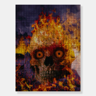 Skull comes with fiery foam board