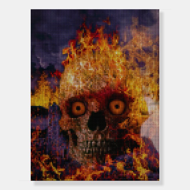 Skull comes with fiery foam board (Front)