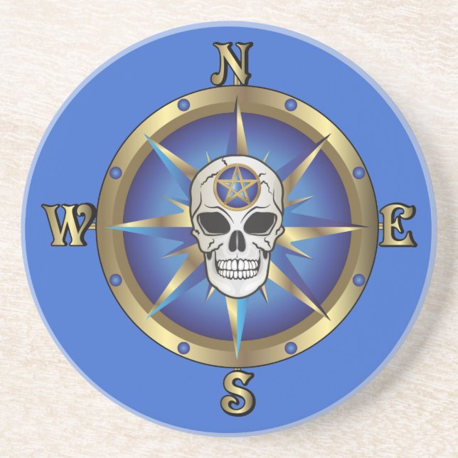 Skull Compass Sandstone Coaster (Front)