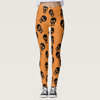 Skull Confetti Leggings Black/Orange
