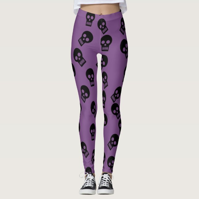 Skull Confetti Leggings Black/Purple (Front)