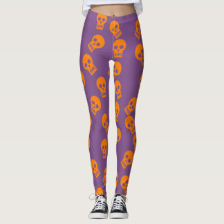 Skull Confetti Leggings Orange/Purple