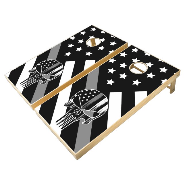 Skull Corrections Officers Cornhole Boards Set (Angled)