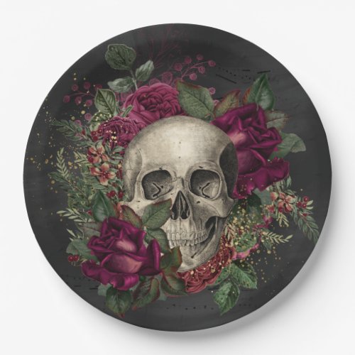 Skull Costume party Halloween Gothic spooky Paper Plates