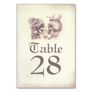 Skull Couple Day of Dead Wedding Table Numbers
