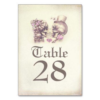 Skull Couple Day Of Dead Wedding Table Numbers by jinaiji at Zazzle
