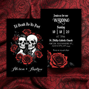 Skull couple gothic with roses wedding  save the date