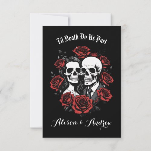 Skull couple gothic with roses wedding  save the date