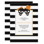 Skull couple Halloween wedding engagement party Card