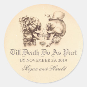 Skull couple old wedding stickers
