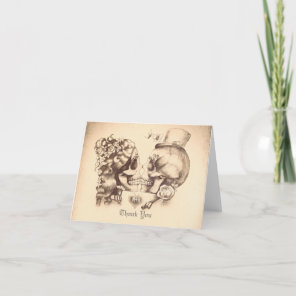 Skull couple old wedding thank you cards