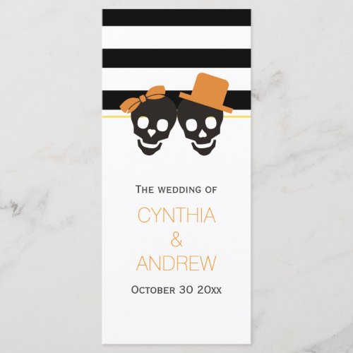 Skull couple stripes Halloween wedding program