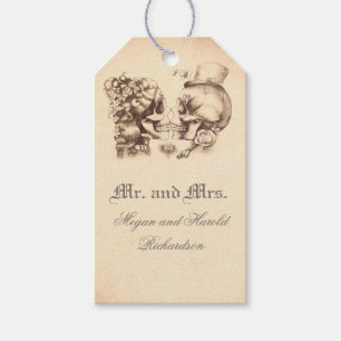Skull Couple Vintage Old Wedding Gift Tags