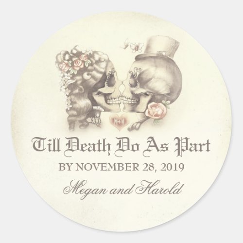Skull couple wedding stickers