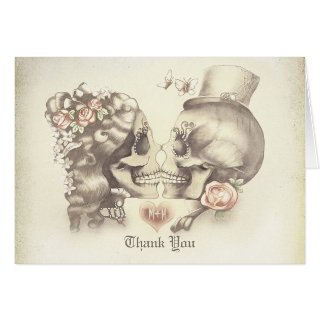 Skull Couple Wedding Thank You Cards
