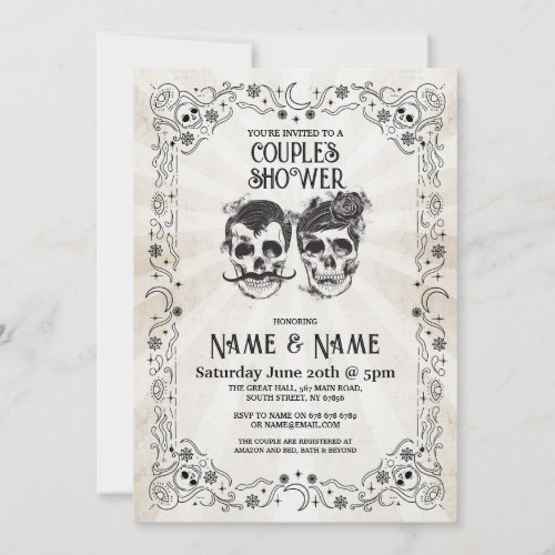 Skull Couples Shower Party Halloween Gothic Invite