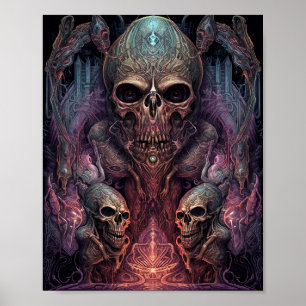 Skull Creepy Surreal Horror Art Poster