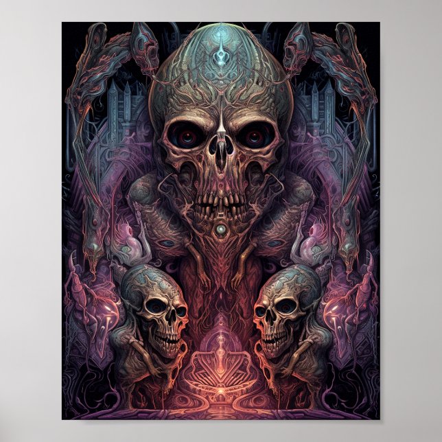Skull Creepy Surreal Horror Art  Poster (Front)