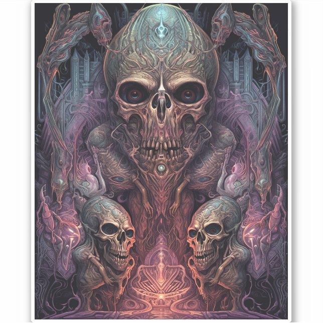 Skull Creepy Surreal Horror Art  Sticker (Front)