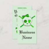 Skull & Crochet Hooks (Lime Green) Business Card (Front/Back)