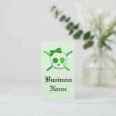 Skull & Crochet Hooks (Lime Green) Business Card (Standing Front)