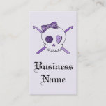 Skull &amp; Crochet Hooks (Purple Background) Business Card