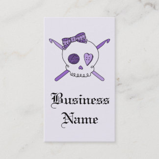 Skull & Crochet Hooks (Purple Background) Business Card