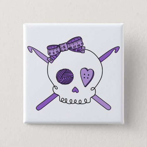 Skull  Crochet Hooks Purple Button