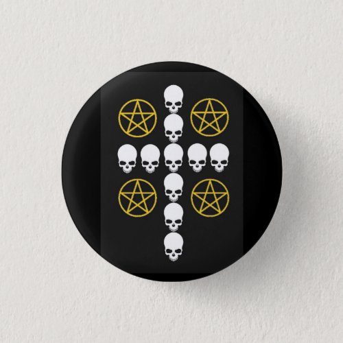 skull cross badge button