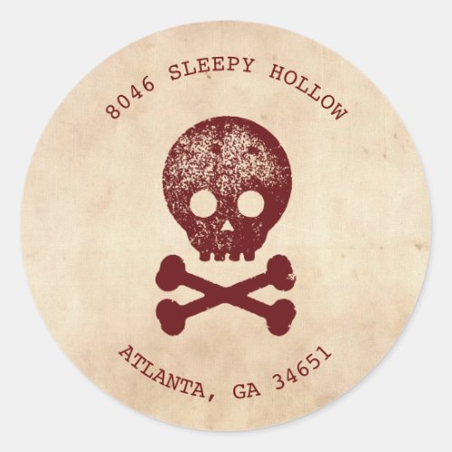 Skull  Cross Bone Halloween Return Address Label