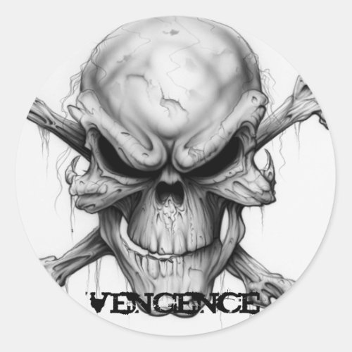 skull_cross_bones_evil vengence classic round sticker