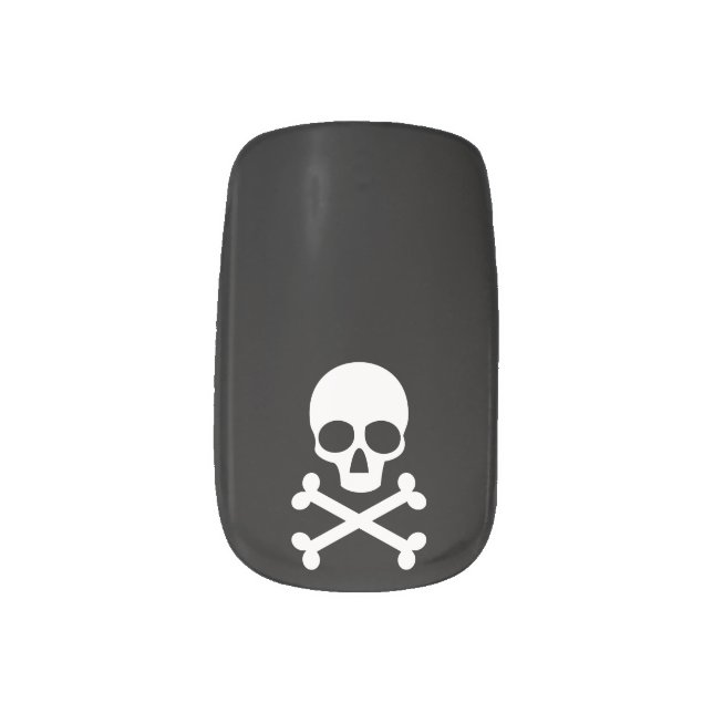 Skull Cross Bones  Minx Nail Art (Left Thumb)