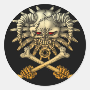 skull cross classic round sticker