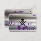 Skull & Cross Scissors on Silver Steel Template Business Card (Front/Back)