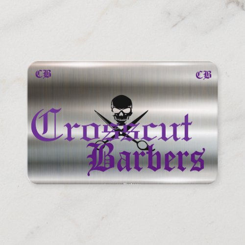 Skull  Cross Scissors on Silver Steel Template Business Card