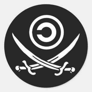 Skull & Crossbones Anti-Copyright Copyleft Flag Classic Round Sticker